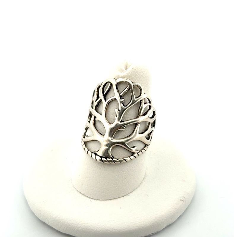Size: 8 Tree of Life 925 Sterling Silver Ring 4.5g
