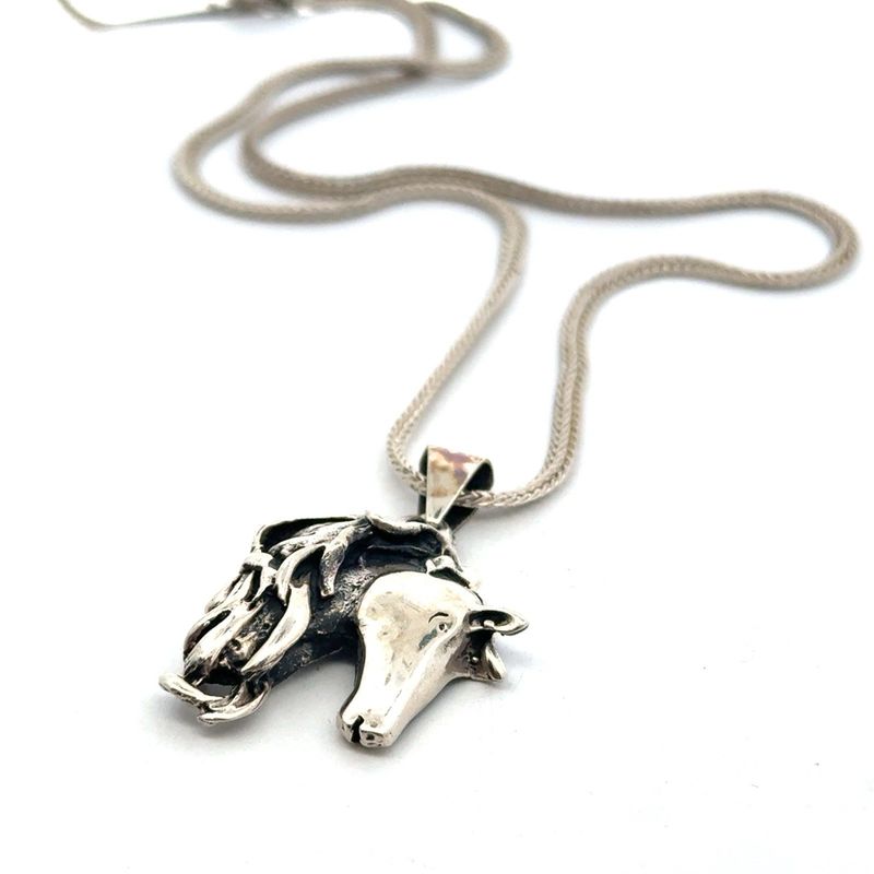 18” .925 Sterling Silver Horse Head Pendant Necklace, 12.1g