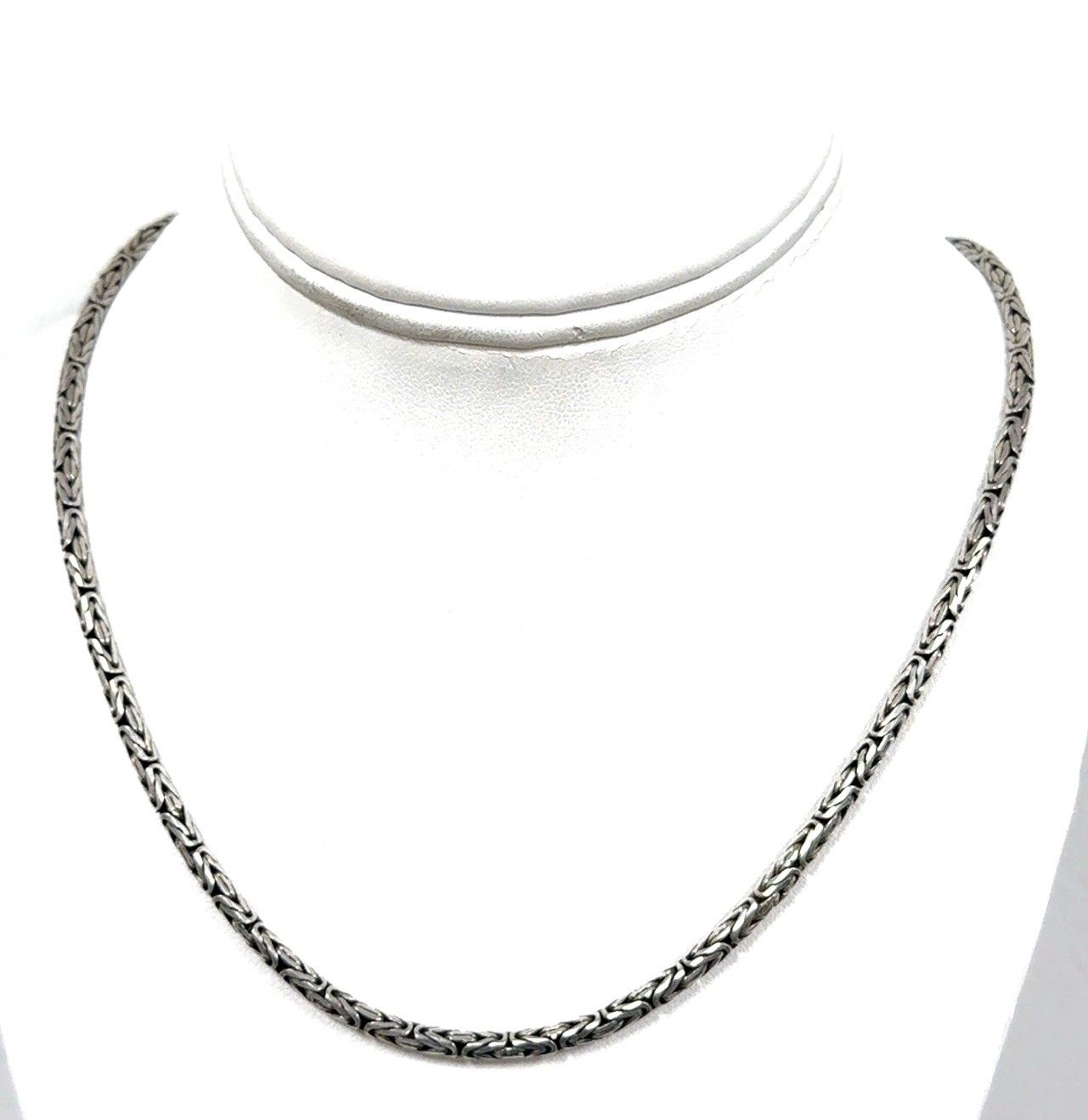 18”x3.3mm .925 Sterling Silver Byzantine Toggle Clasp Necklace, 27.2g