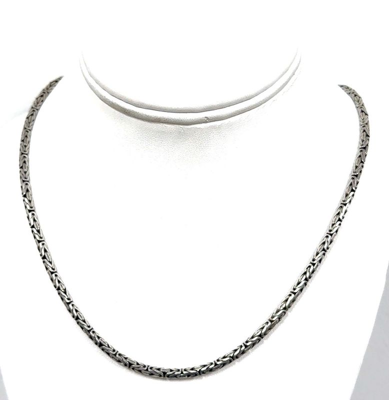 18”x3.3mm .925 Sterling Silver Byzantine Toggle Clasp Necklace, 27.2g