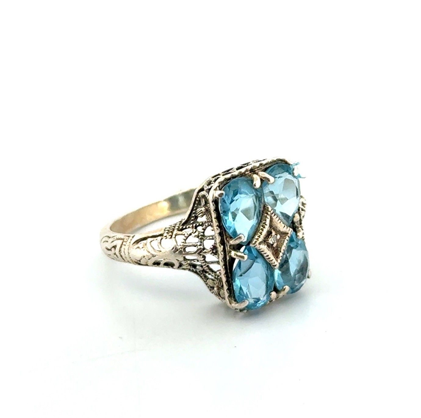 Size: 7 CNA Thailand 925 Sterling Silver Blue Topaz Filigree Ring 3.6g