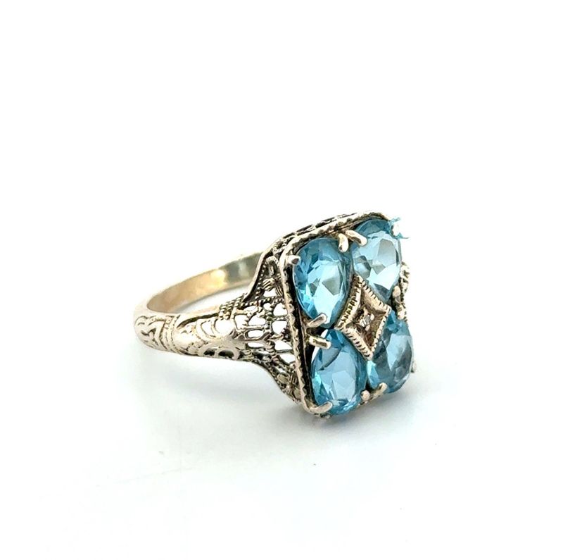 Size: 7 CNA Thailand 925 Sterling Silver Blue Topaz Filigree Ring 3.6g