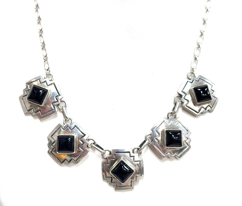 16” D’Anz LTD. .925 Sterling Silver Navajo Onyx Necklace, 22.7g