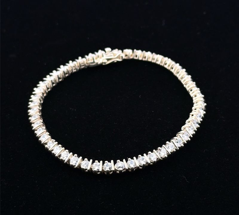 7” Cubic Zirconia 925 Sterling Silver Tennis Bracelet 12.6g
