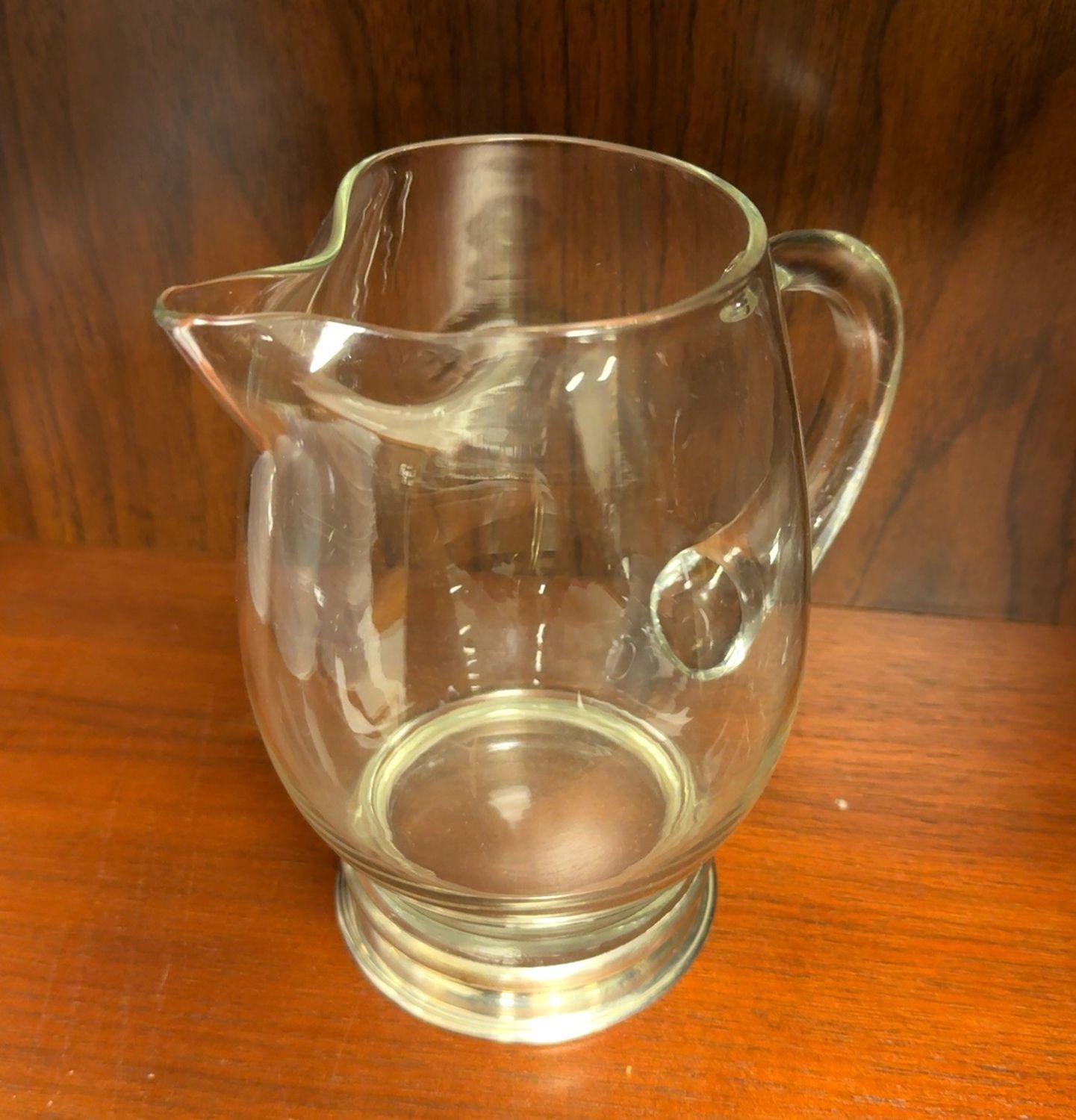 Vintage Wallace U15 925 Sterling Silver Base - Blown Glass Pitcher