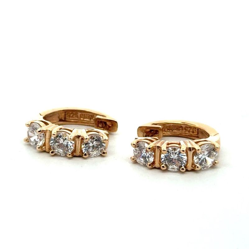 Ross Simon .925 Sterling Silver Gold Vermeil CZ Huggie Earrings, 5.4g
