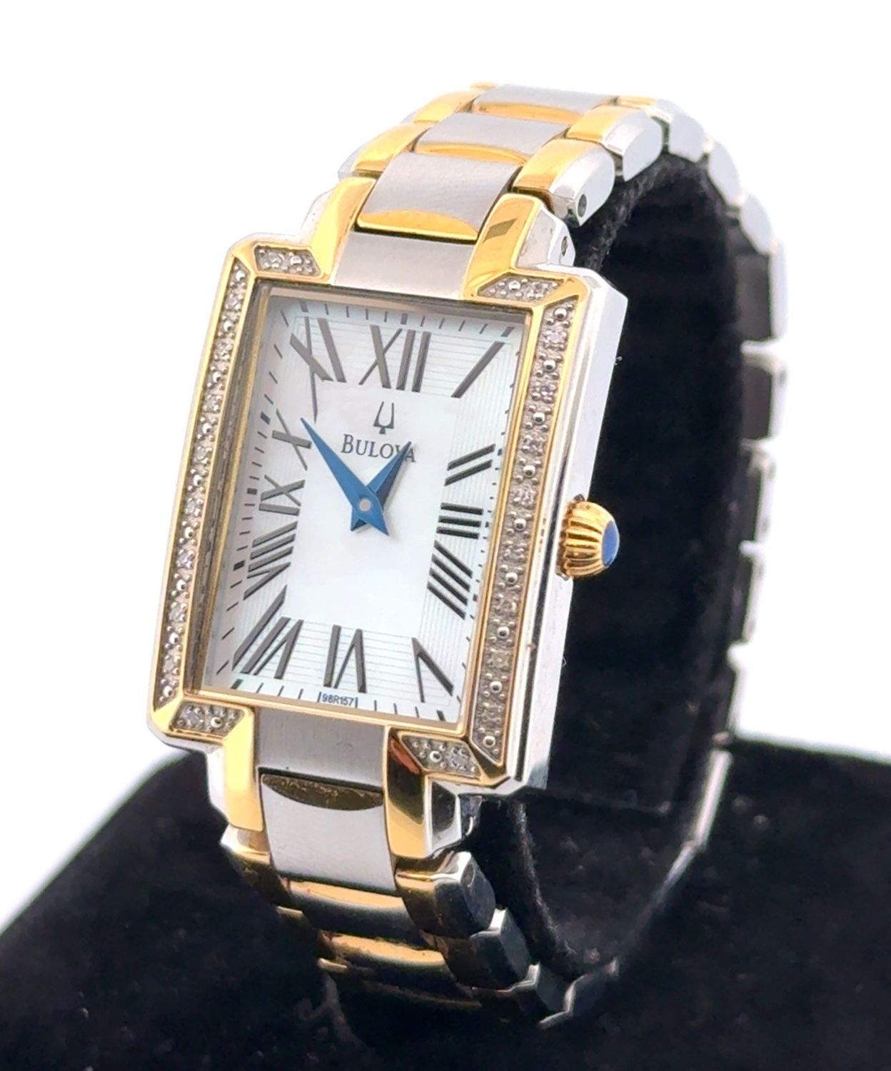 21mm Bulova C960967 M.O.P. Dial &amp; Diamond Bezel Two-Tone Ladies Quartz Watch