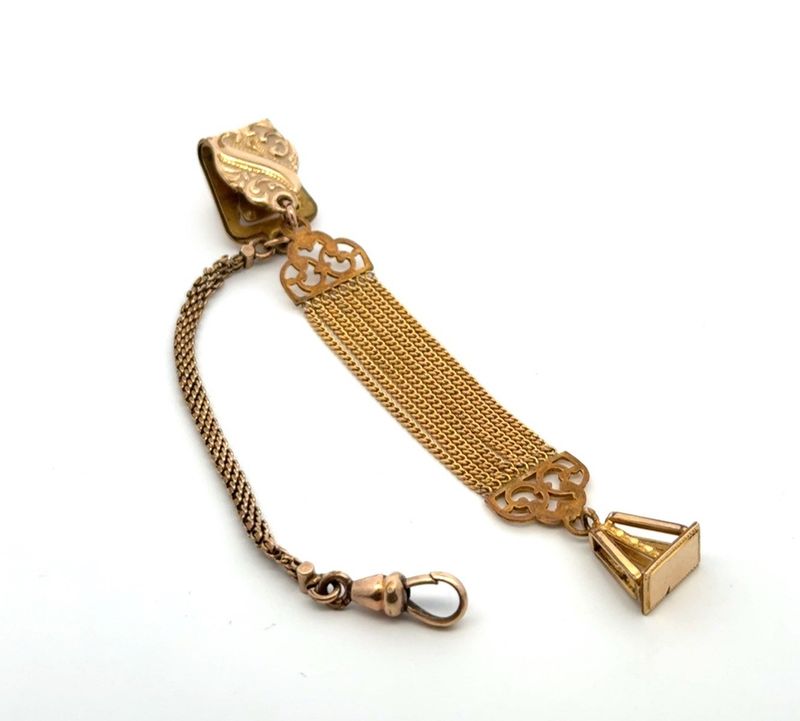 Vintage Gold Filled Watch Fob w/ Chain 10.8g