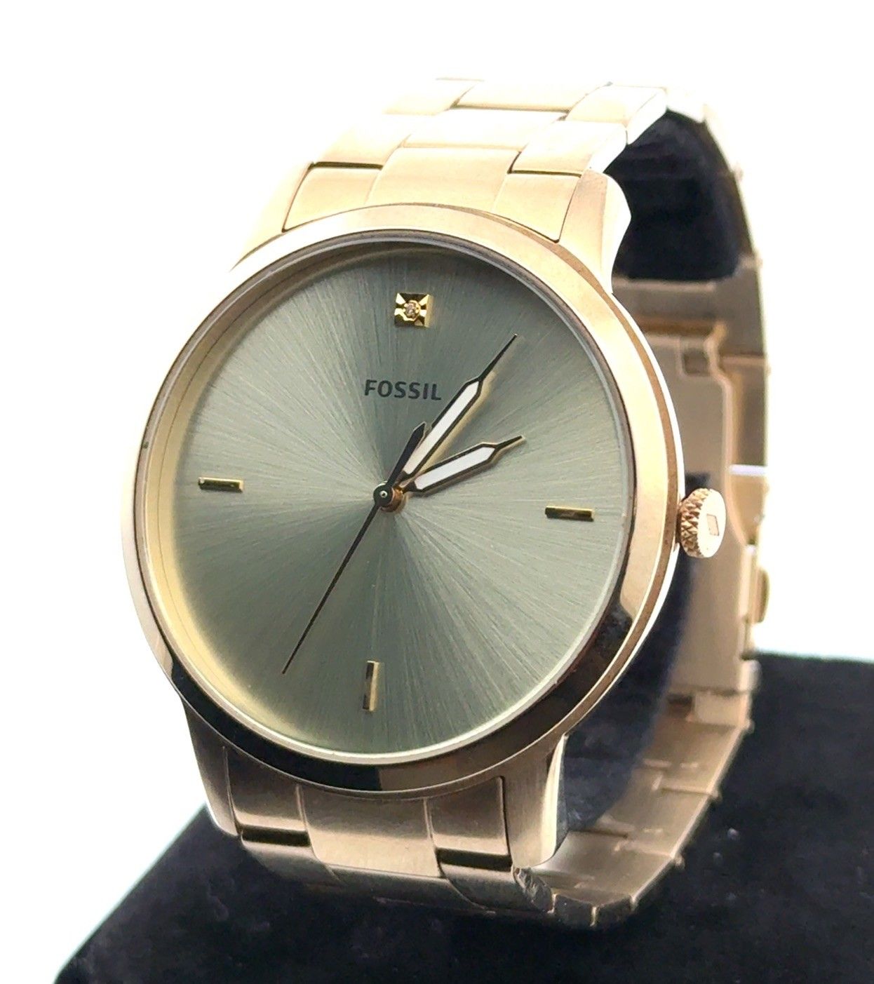 44mm Fossil Minimalist F55457 Carbon Series Gold Tone Quartz Wristwatch