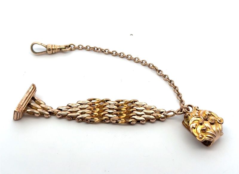 Vintage 14K Gold Filled Vest Pocket Clip Watch Fob Chain 14.8 Grams