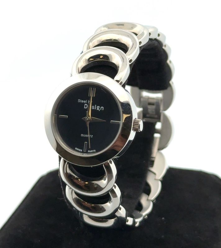 26mm Steel by Design Ladies Quartz Stainless Steel Wristwatch w/ New Battery