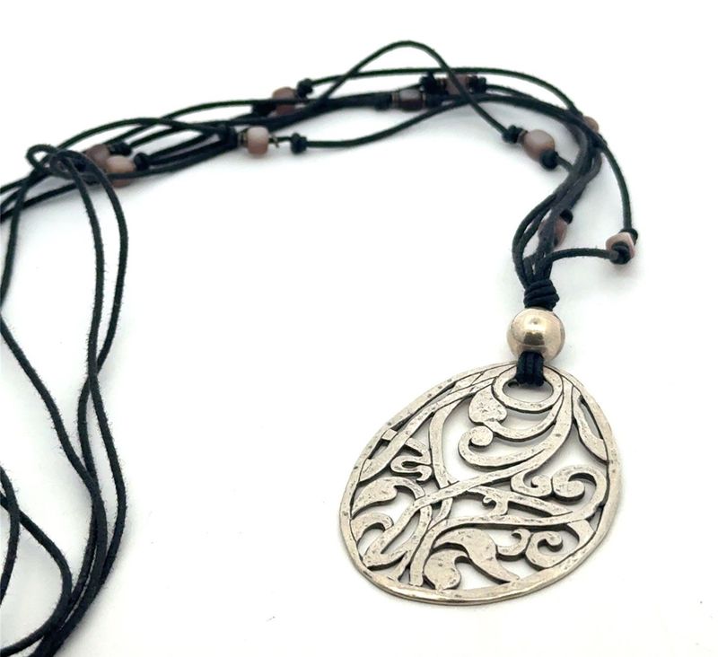 Silpada N1805 925 Sterling Silver Gray Shell Bead Pendant Necklace, 12.2g