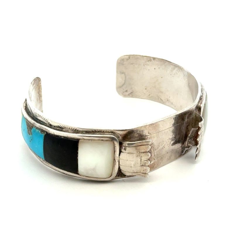 6.5” L. Spencer 925 Sterling Silver Watch Cuff Bracelet, Multistone, 38.5g