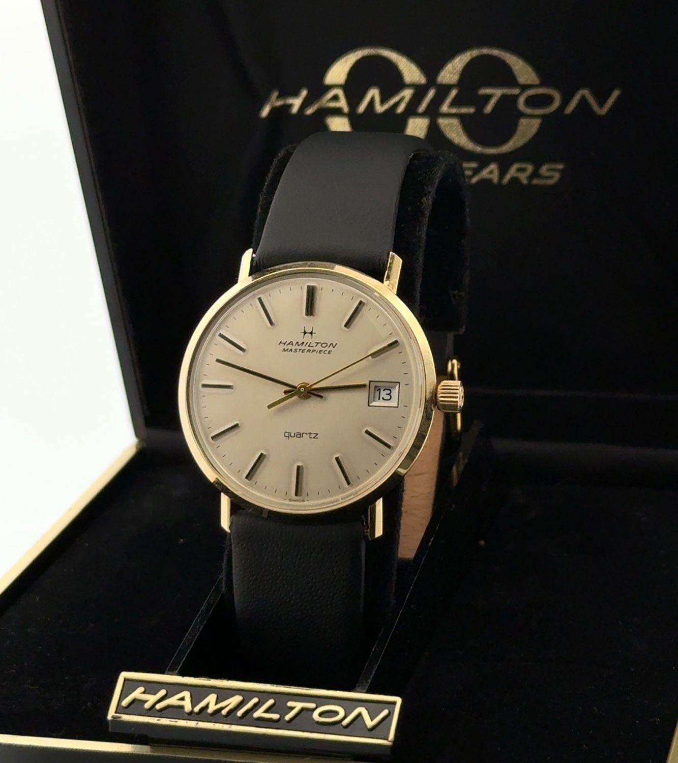 33mm Hamilton Masterpiece Quartz 14k Yellow Gold Swiss Made Men’s Watch w/ Box