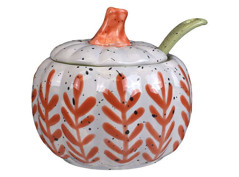 Pumpkin Sugar/Salt Pot w/ Spoon