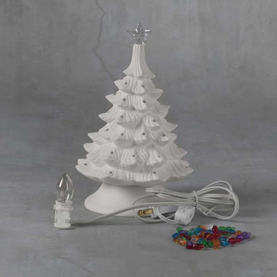 SMALL Vintage CHRISTMAS TREE w/BASE -Lights Included