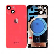 Vitre arrière compatible iPhone  14 Plus Rouge Prémontée avec MagSafe