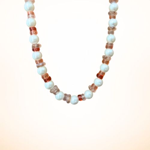 Flower & Pearl Beads Beaded Choker