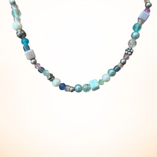 Purple & Blue Beaded Choker