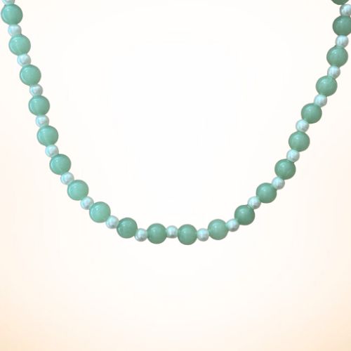 Green & Pearl Beaded choker