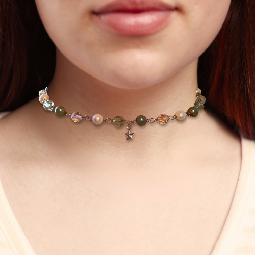 Silver Star Beaded Choker