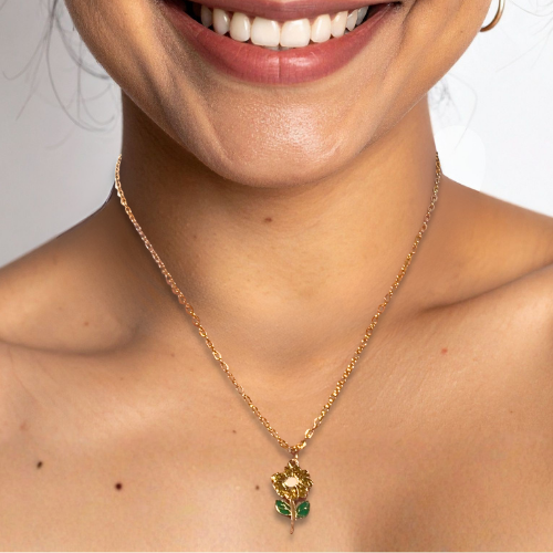 Sparkly Gold Flower Necklace