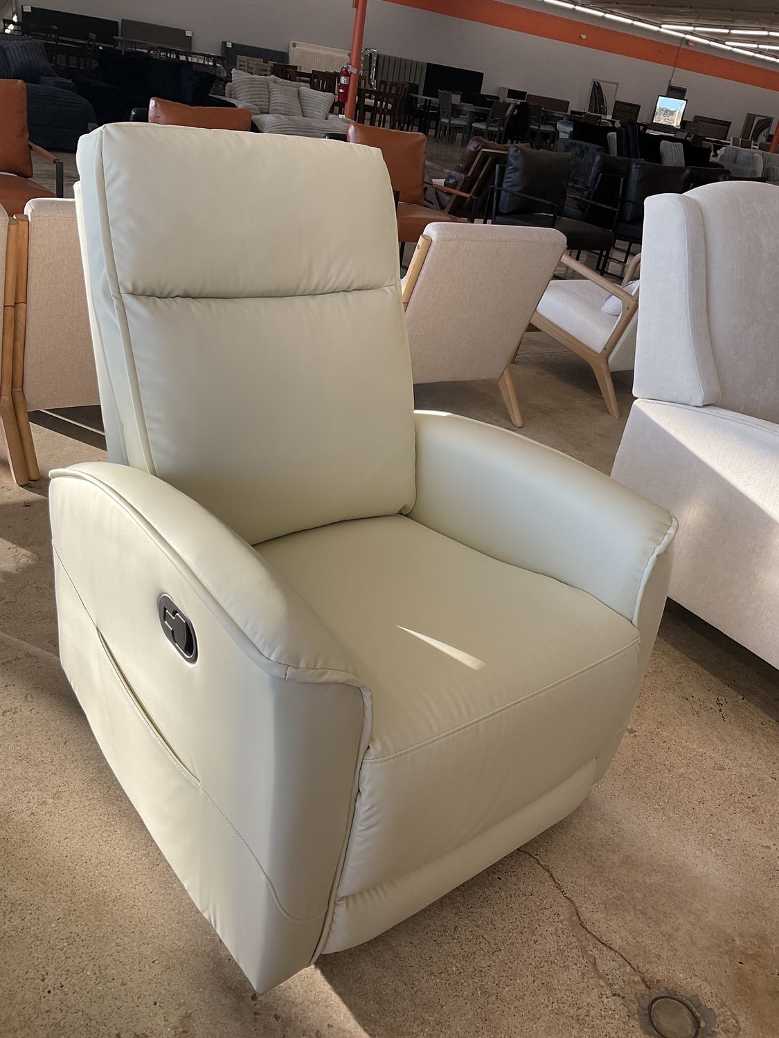 White swivel glider recliner