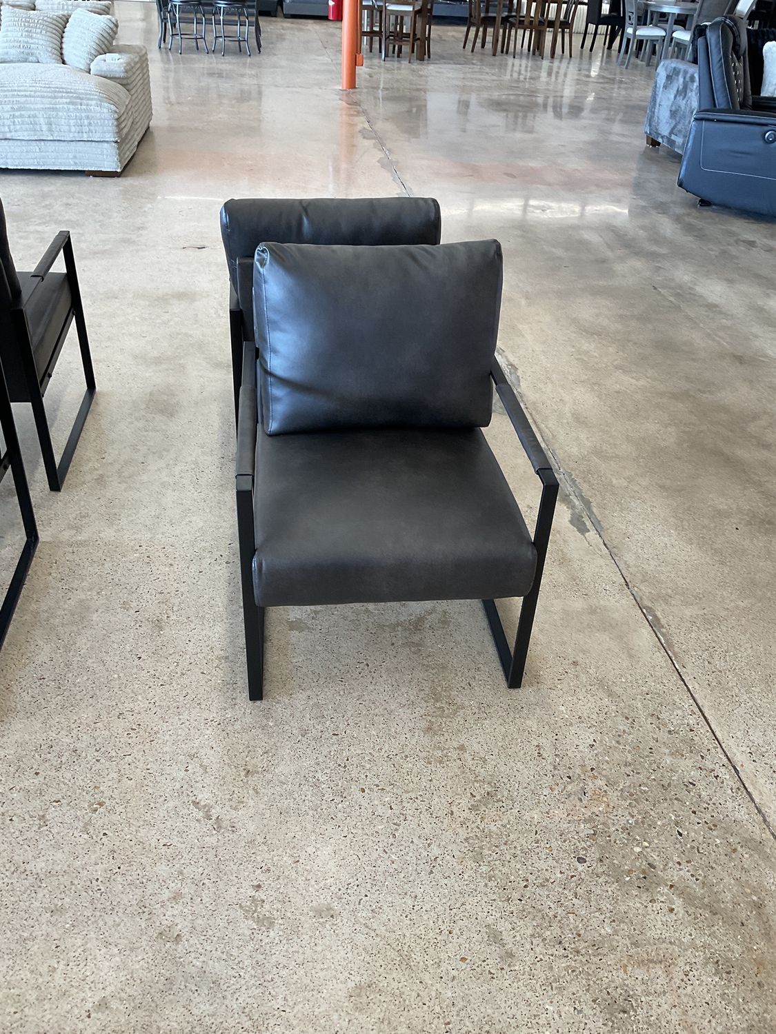 Gray and black metal chair