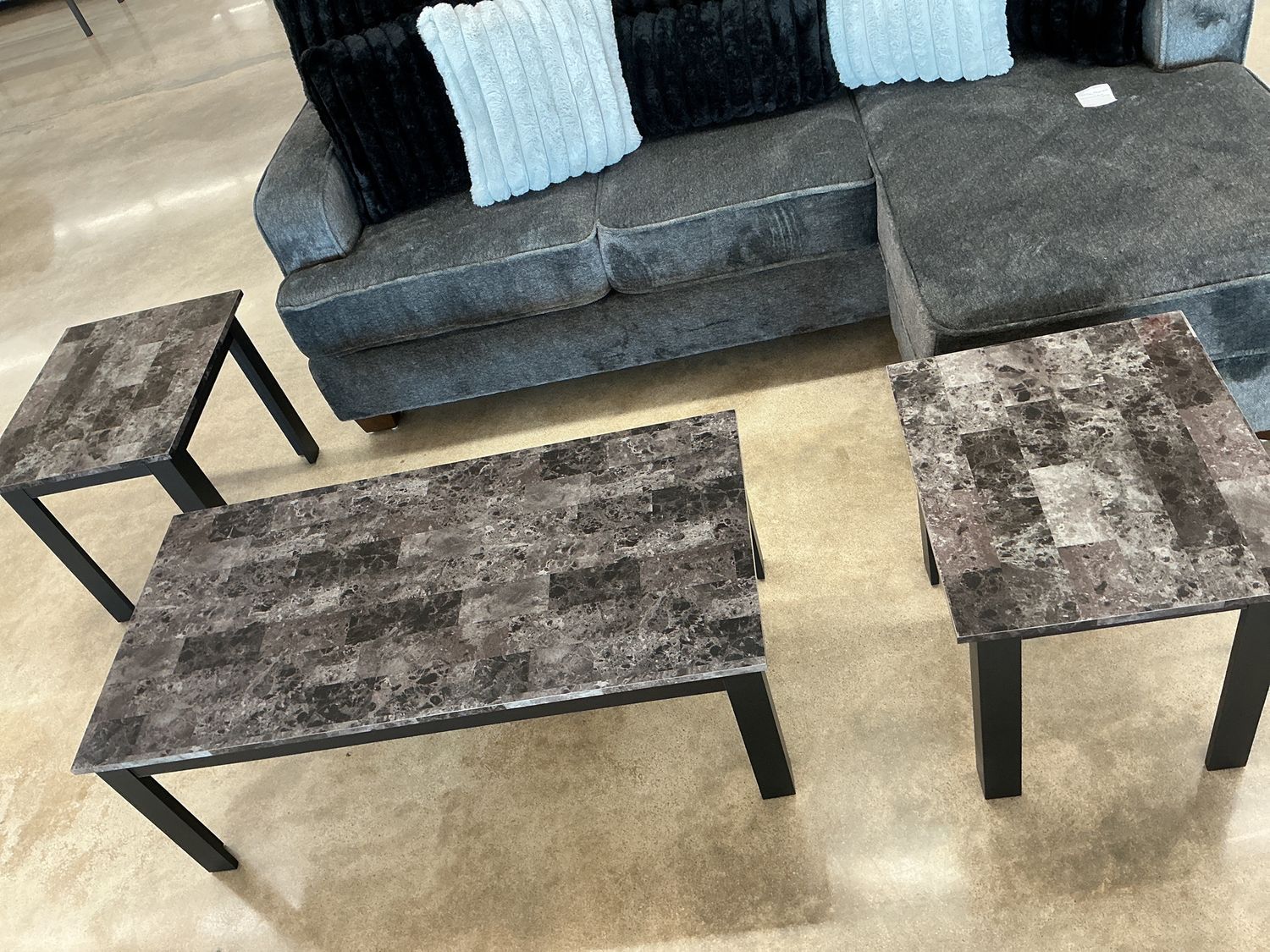 Luna gray faux 3 Piece Coffee Table Set