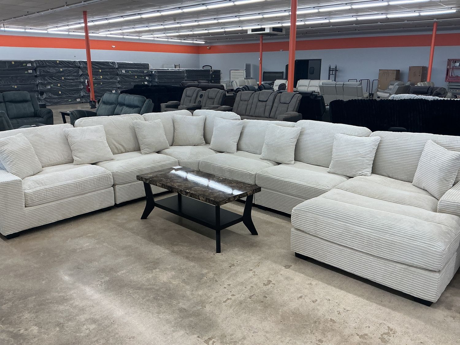 Carla Cream Sectional with Chaise