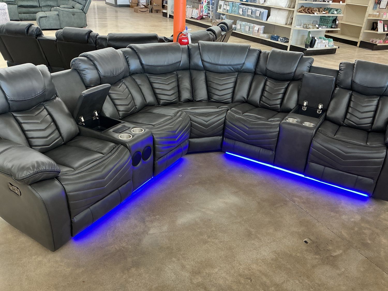 Zenith Power Recline Sectional, Color: Dark Gray