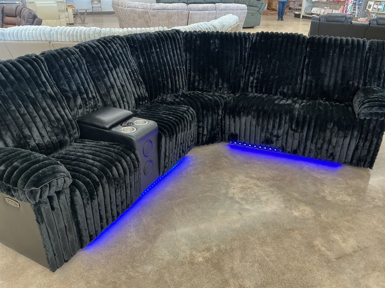 Lainey Power Recline Sectional, Color: Black