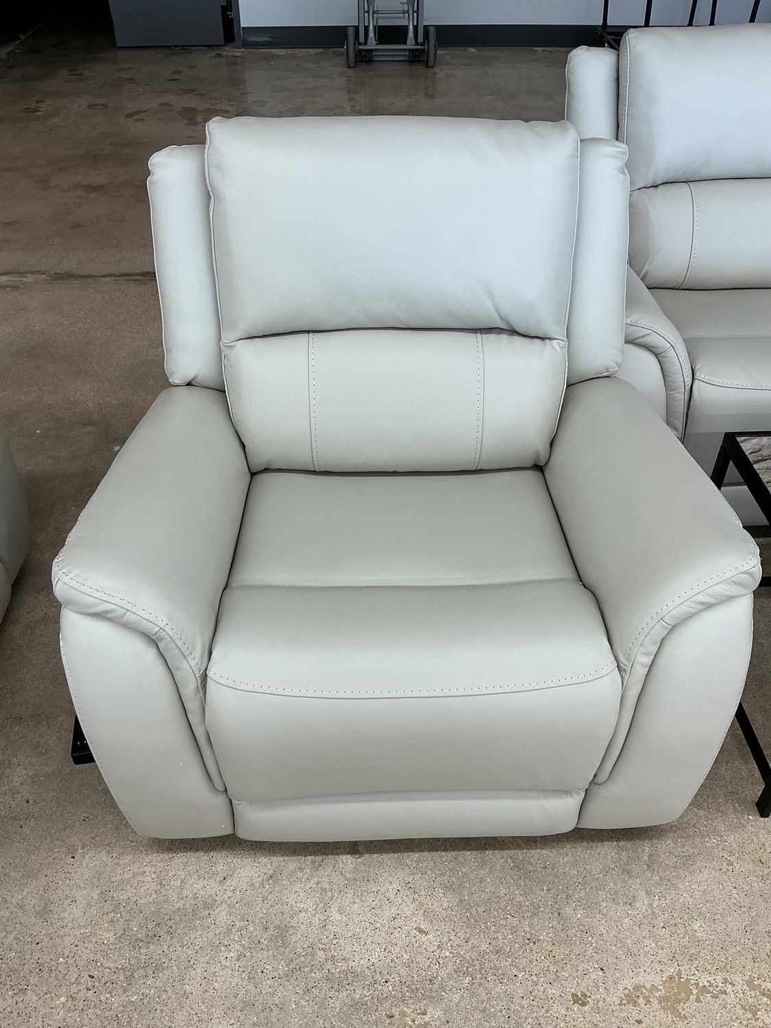 Real Leather Beige Power Recliner