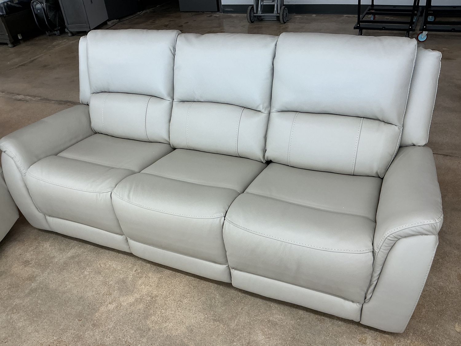 Real Leather Beige Power Sofa