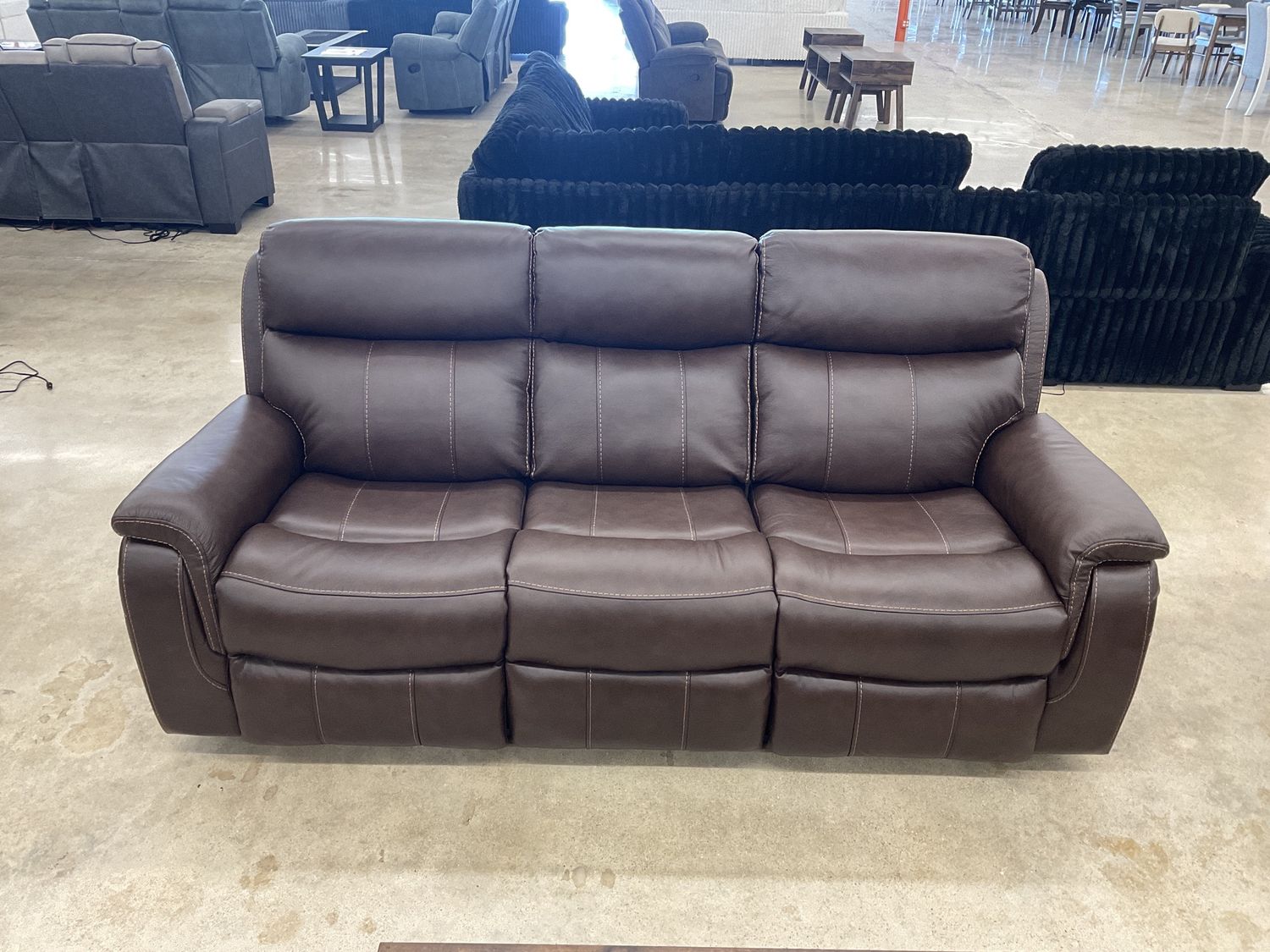 Brown leather sofa