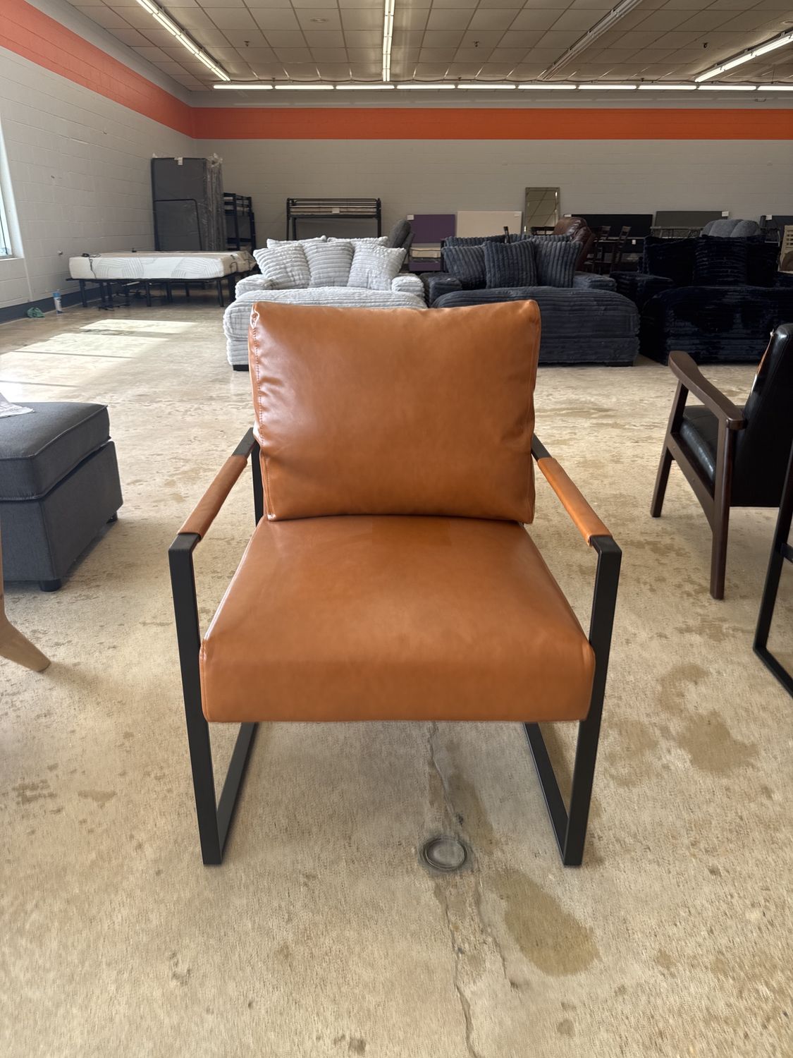 Modern faux leather/metal chair