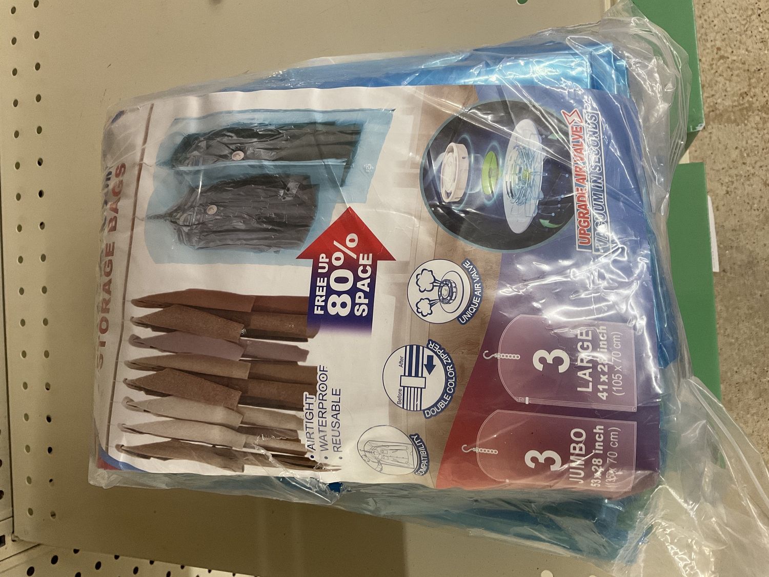 Jumbo/Large Hanging Vacuum Storage Bags