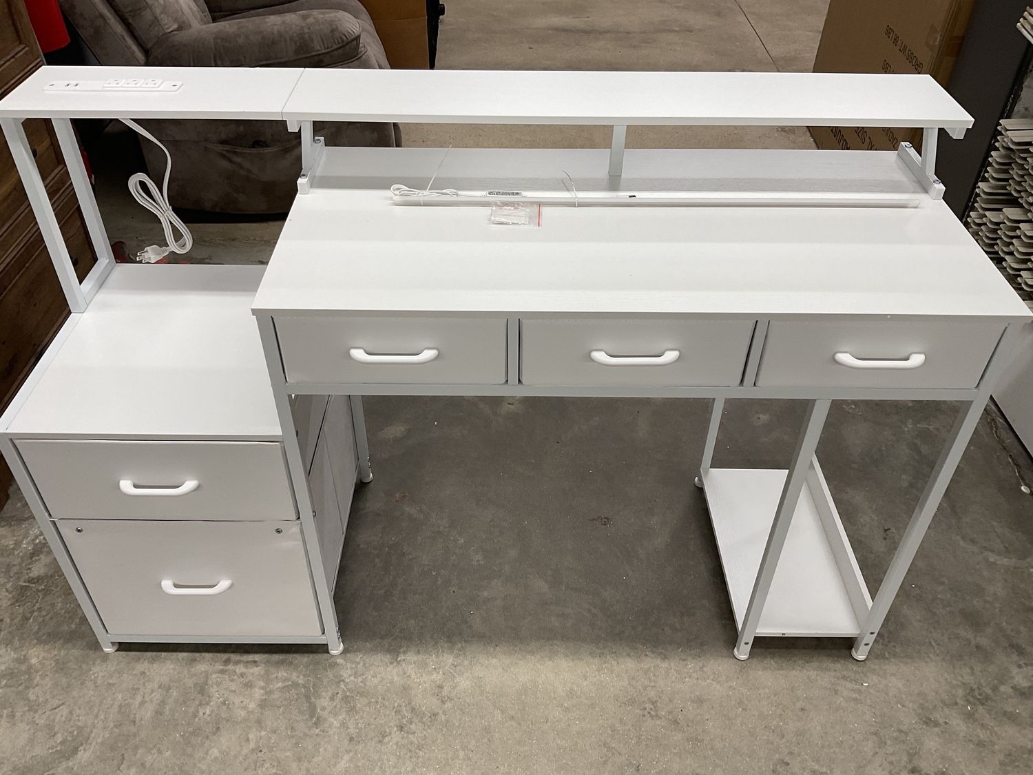 Valerio 55”W Desk w/Drawers &amp; LED