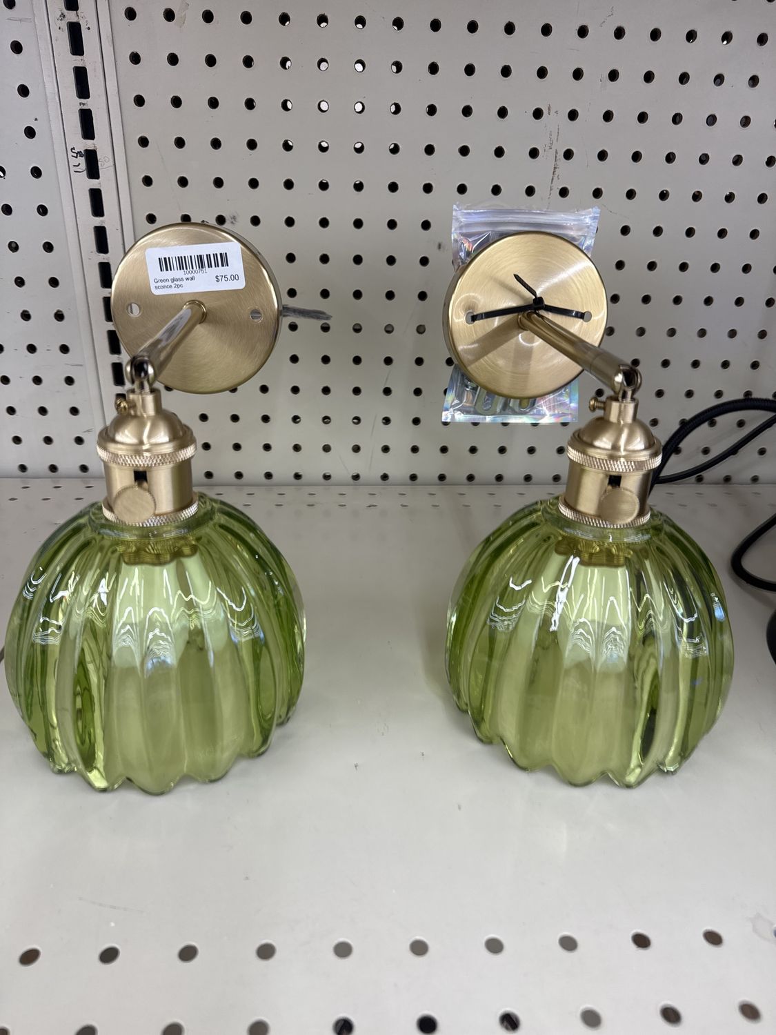 Green glass wall sconce 2pc