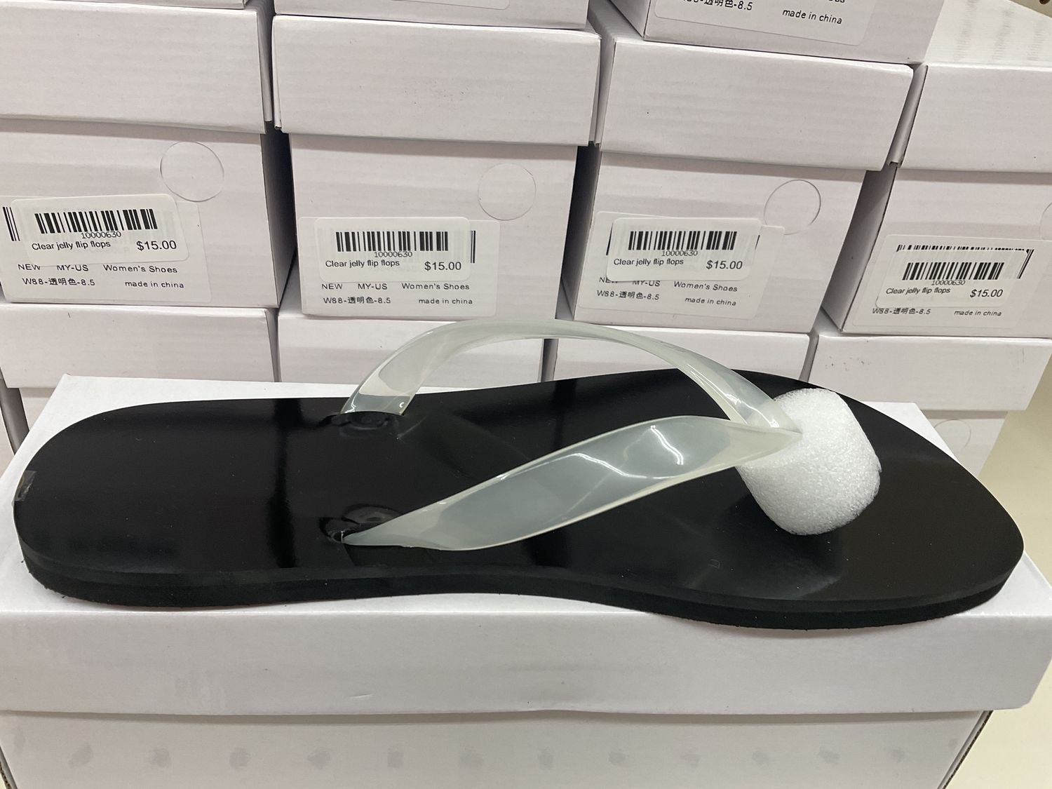 Clear jelly flip flops