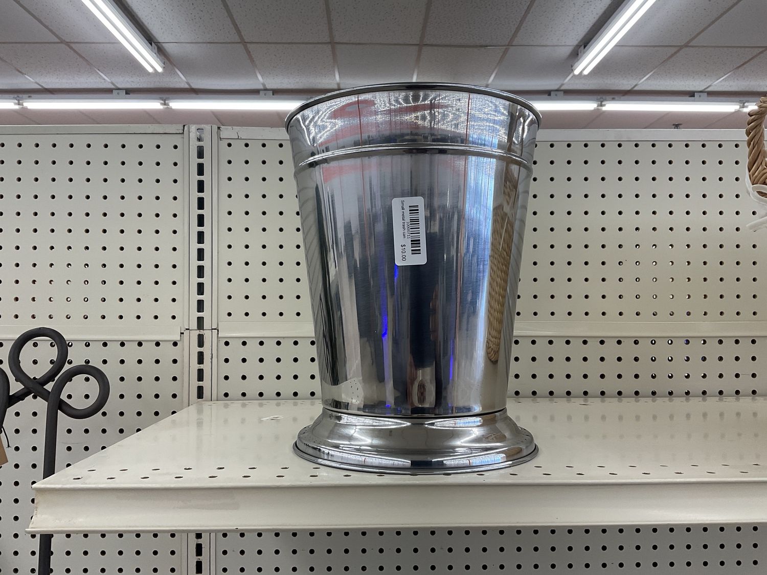 Small metal trash can