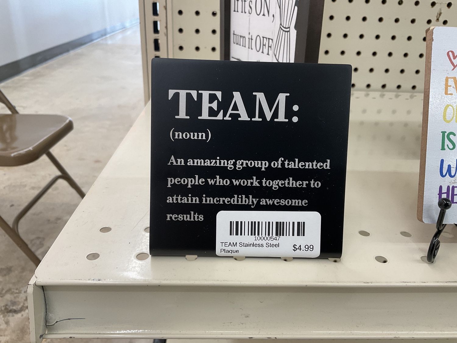 TEAM Stainless Steel Plaque