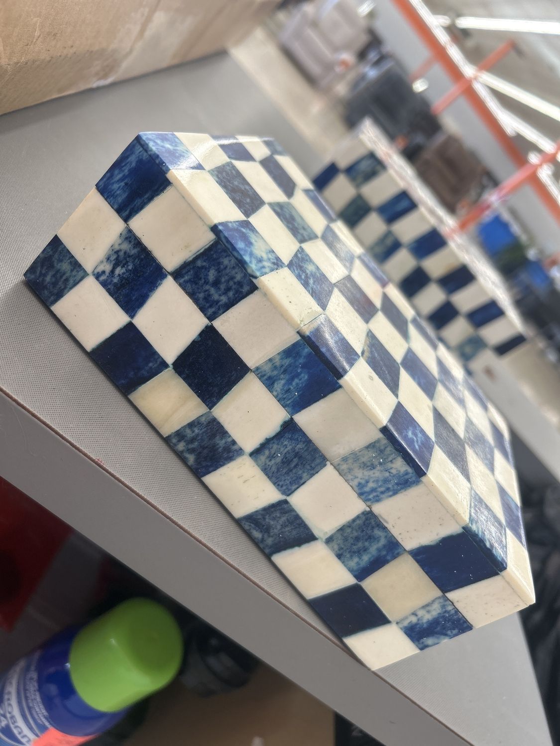 Blue Checkered Box w/Lid (small)