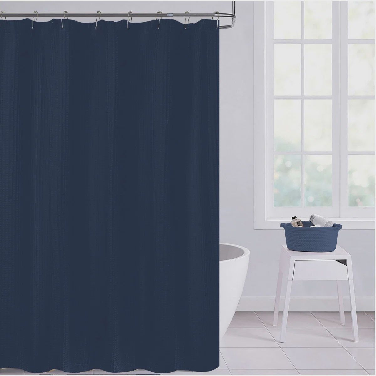 Blue Fabric Shower Curtain 70 x 72