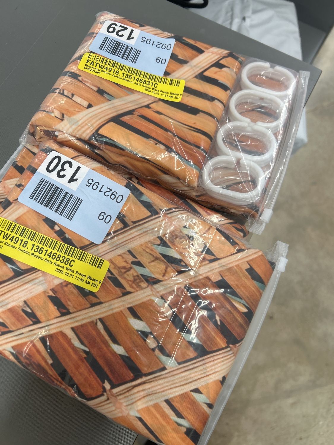 Nature Wave Brown Shower Curtain w/Hooks