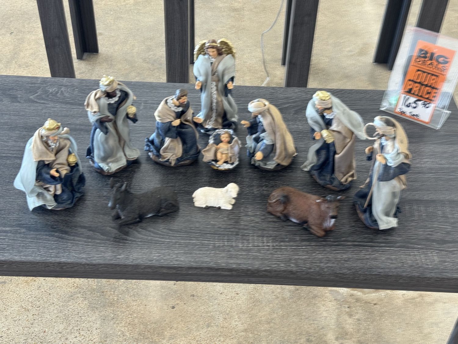 Blue fabric nativity scene