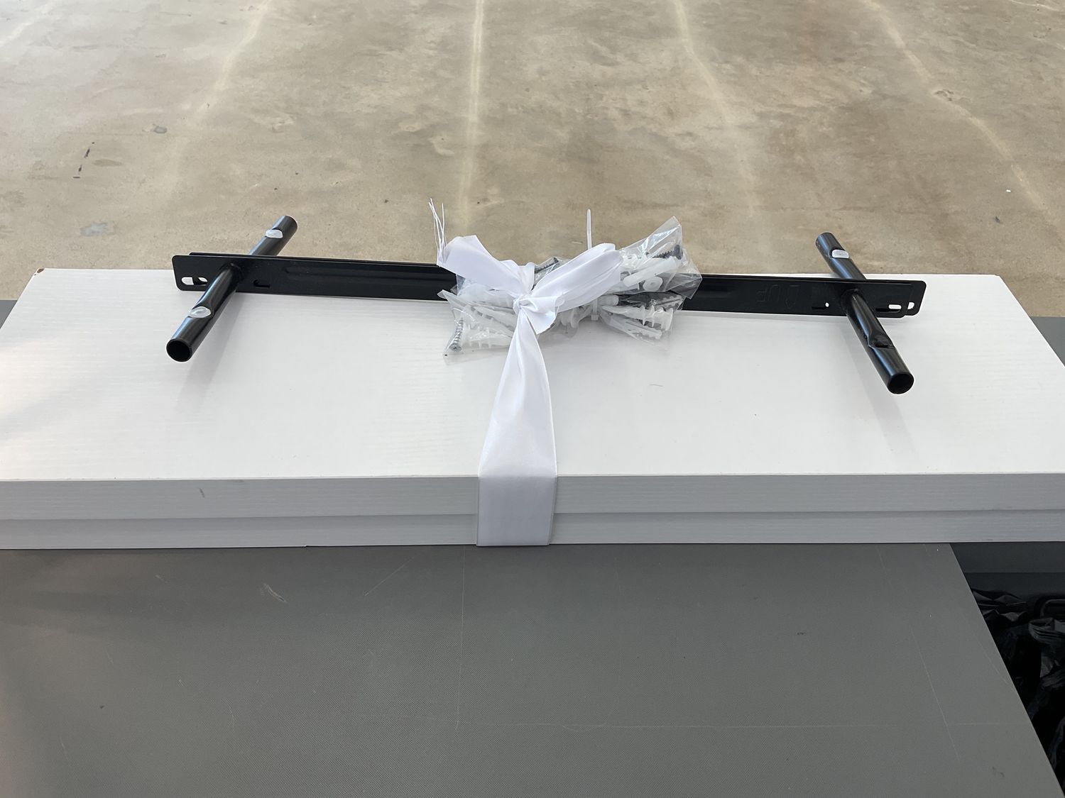 White floating shelves