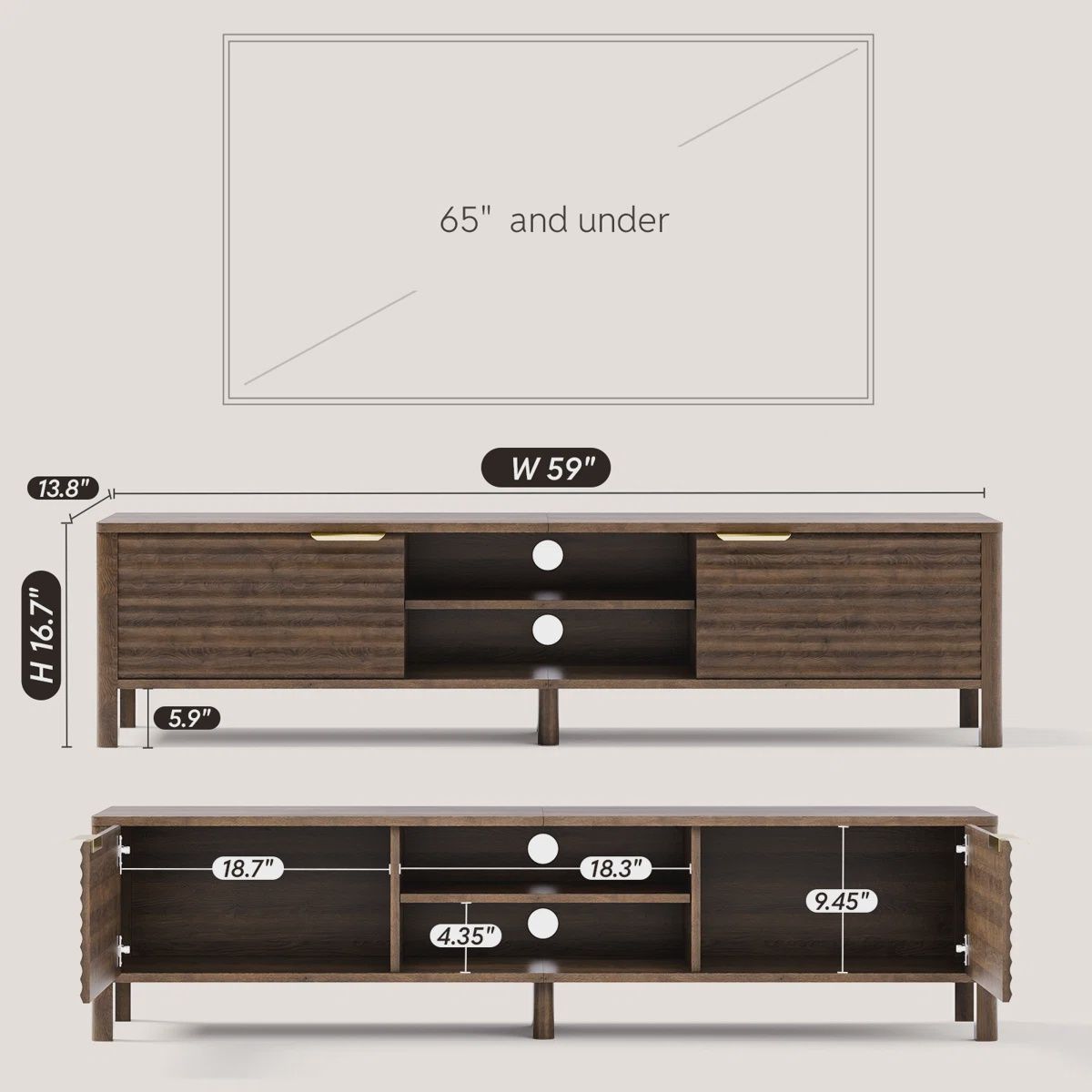 60in TV Stand with Doors