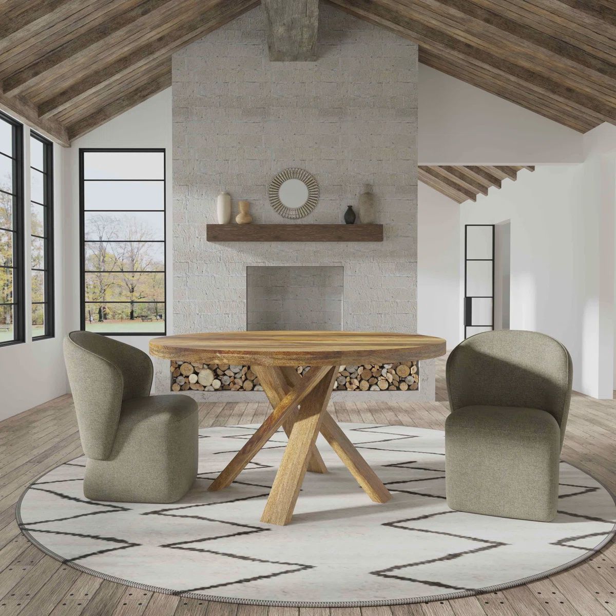 60in Solid Wood Contemporary Table