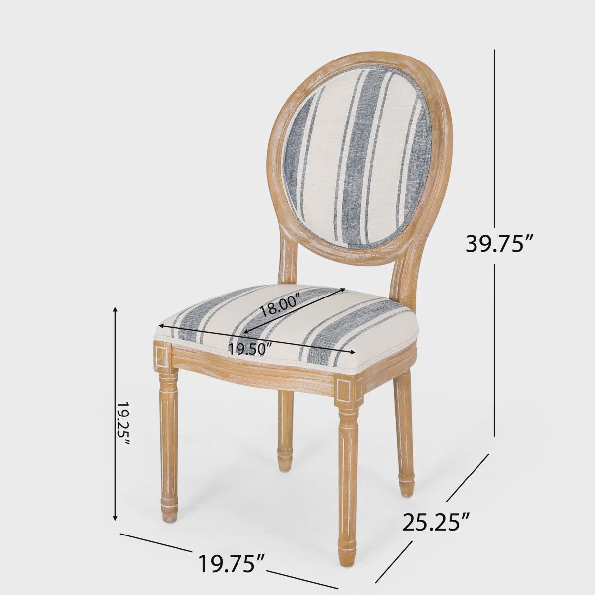 Dark Blue Striped Dining Chairs 2pk